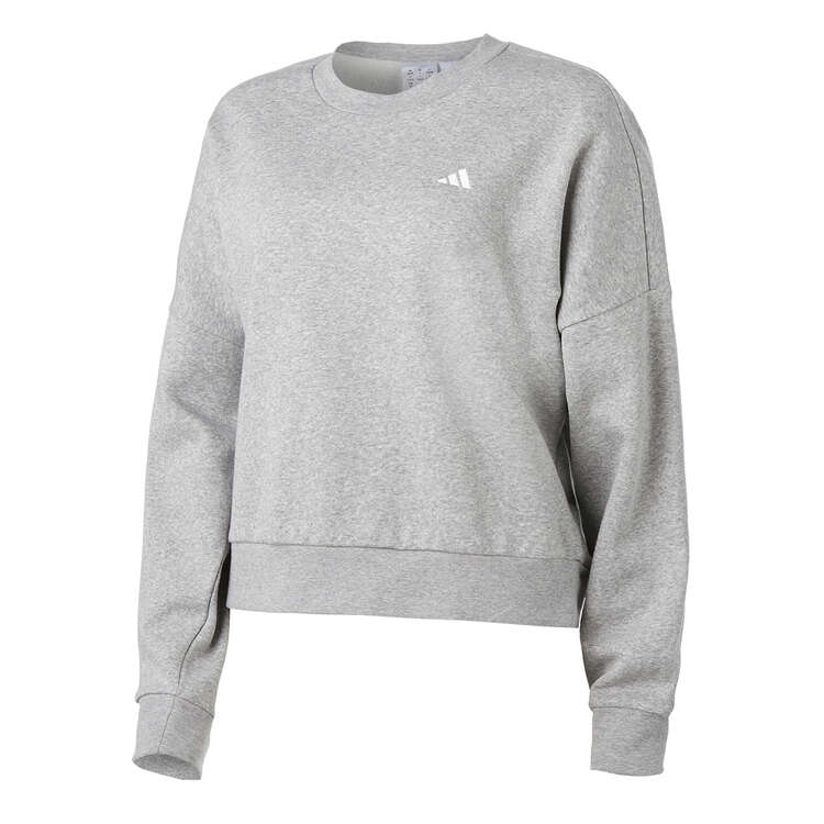 adidas Womens Essentials Small Logo Feel Cozy Sweatshirt Grey XS, Grey, rebel_hi-res