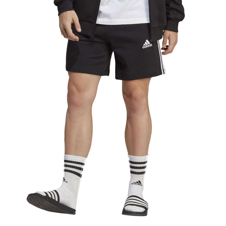 adidas Mens Essentials French Terry 3-Stripes Shorts Black XS, Black, rebel_hi-res
