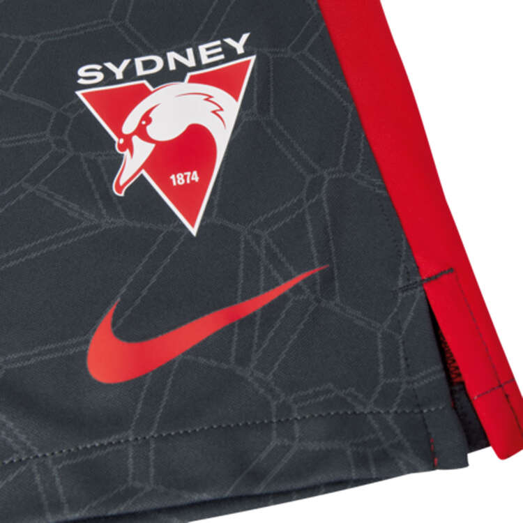 Sydney Swans 2023 Mens Gym Shorts, Charcoal, rebel_hi-res