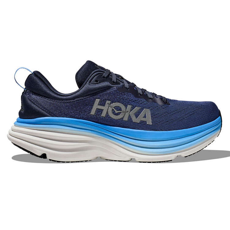 HOKA Bondi 8 Mens Running Shoes Navy/White US 8.5, Navy/White, rebel_hi-res