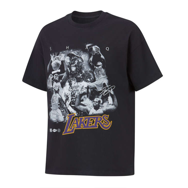 Mitchell & Ness Mens Los Angeles Lakers Shaquille O'Neal Player Photo Tee, Black, rebel_hi-res