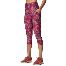 Running Bare Womens Ab Waisted Power Moves 3/4 Tight Red 8, Red, rebel_hi-res