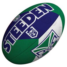 Steeden NRL Warriors 11 Inch Supporter Rugby League Ball Green/Blue 11 Inch, , rebel_hi-res