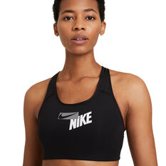 Nike Womens Swoosh Medium Support Sports Bra Black XS, Black, rebel_hi-res