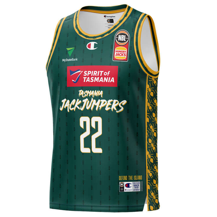 Champion Youth Tasmania JackJumpers Will Magnay 2023/24 Home Basketball Jersey, Green, rebel_hi-res