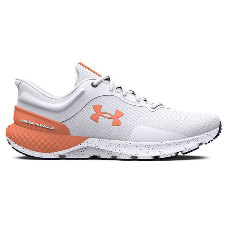 Under Armour Charged Escape 4 Womens Running Shoes, White/Orange, rebel_hi-res