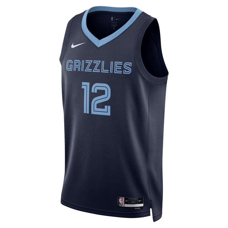 Memphis Grizzlies Ja Morant Mens Icon Edition 2023/24 Basketball Jersey, Navy, rebel_hi-res