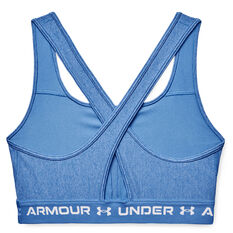 Under Armour Womens Mid Crossback Heather Sports Bra Blue XS, Blue, rebel_hi-res