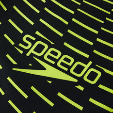 Speedo Mens Medley Logo Jammer, Black/Lime, rebel_hi-res