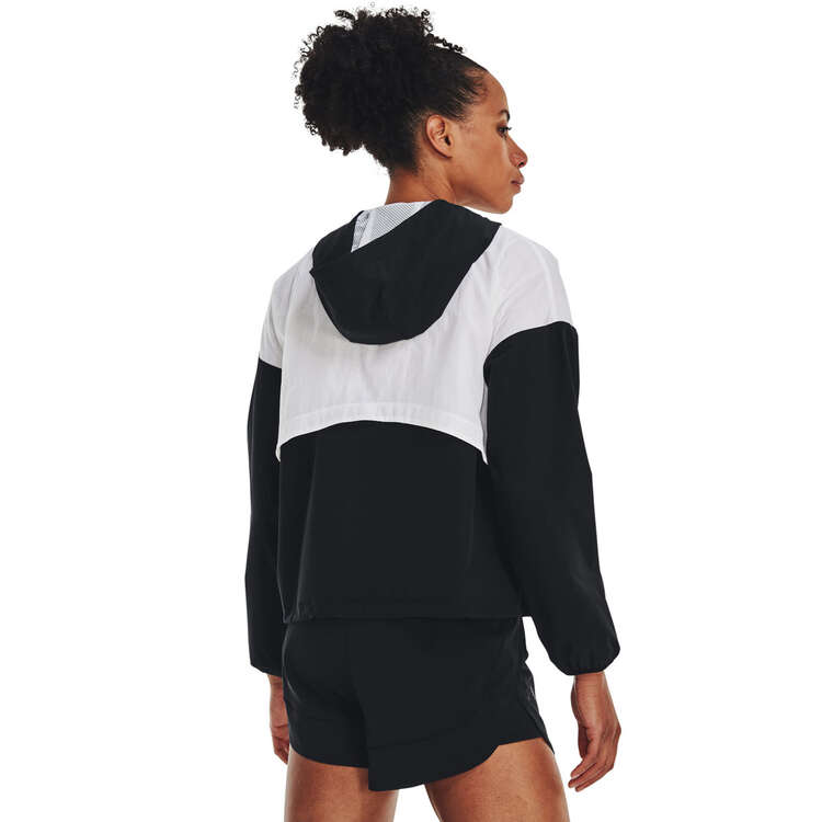 Under Armour Womens Woven Graphic Jacket, Black, rebel_hi-res