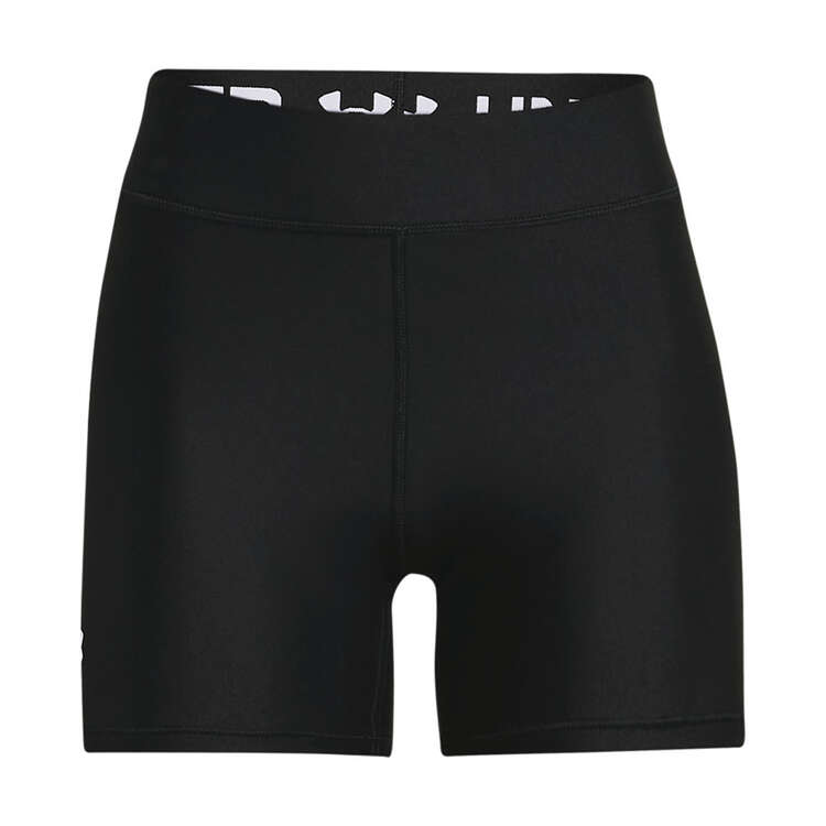 Under Armour Womens HeatGear Armour Mid-Rise Middy Shorts Black XS, Black, rebel_hi-res