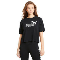 Puma Womens Essentials Cropped Logo Tee Black XS, Black, rebel_hi-res