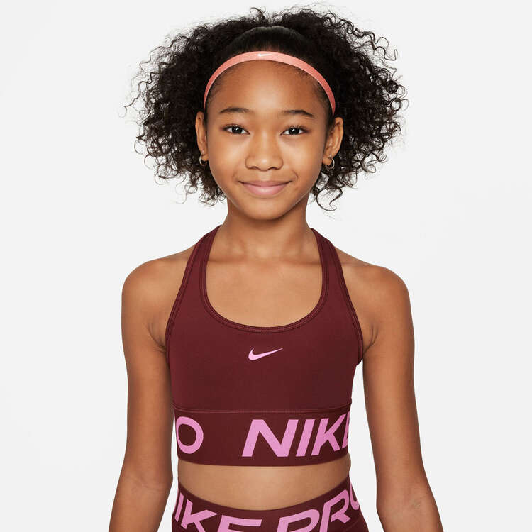 Nike Girls Dri-FIT Swoosh Sports Bra, Red, rebel_hi-res