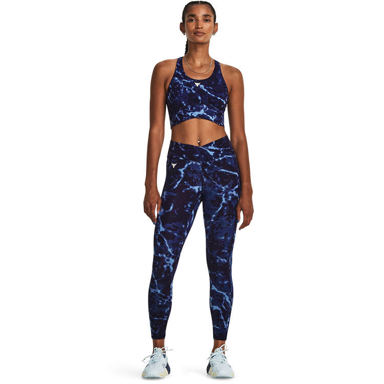 Under Armour Womens Project Rock Crossover Printed Sports Bra Blue XS