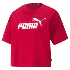 Puma Womens Essentials Cropped Logo Tee Red XS, Red, rebel_hi-res