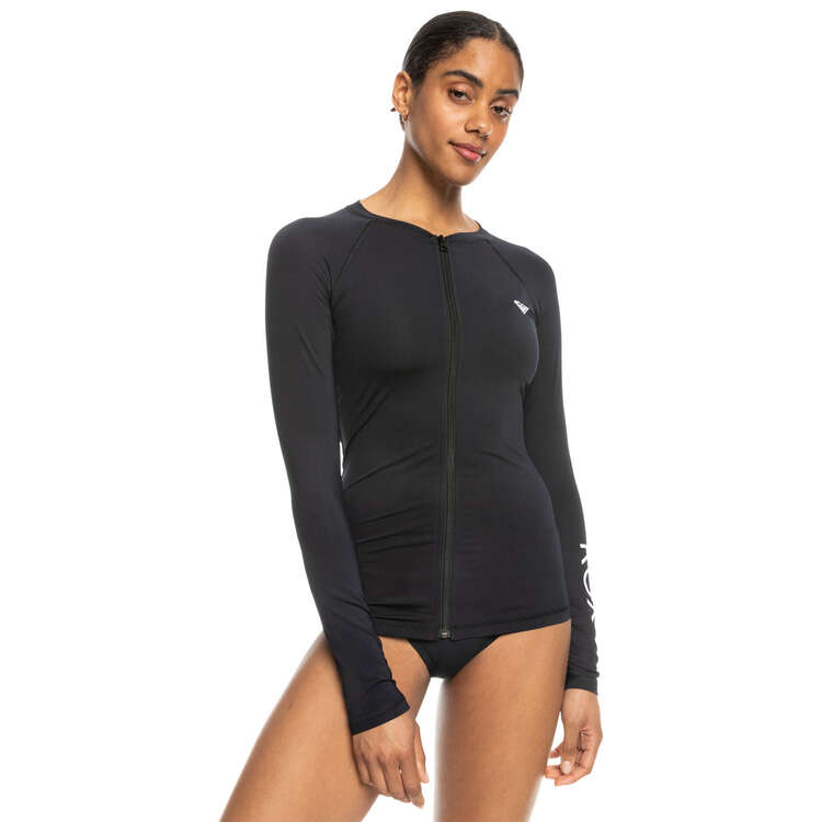 Roxy Womens Essential Long Sleeve Rash Vest Anthracite XS, Anthracite, rebel_hi-res