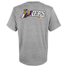 Los Angeles Lakers Mens Logo Tee Grey S, Grey, rebel_hi-res
