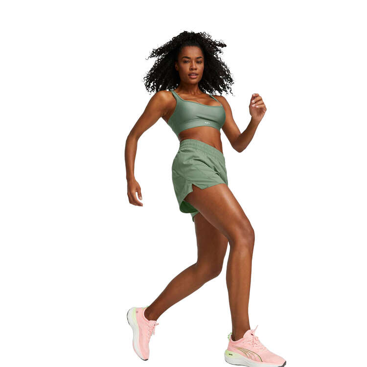 Puma Womens Run High Waist Cloudspun Shorts, Green, rebel_hi-res