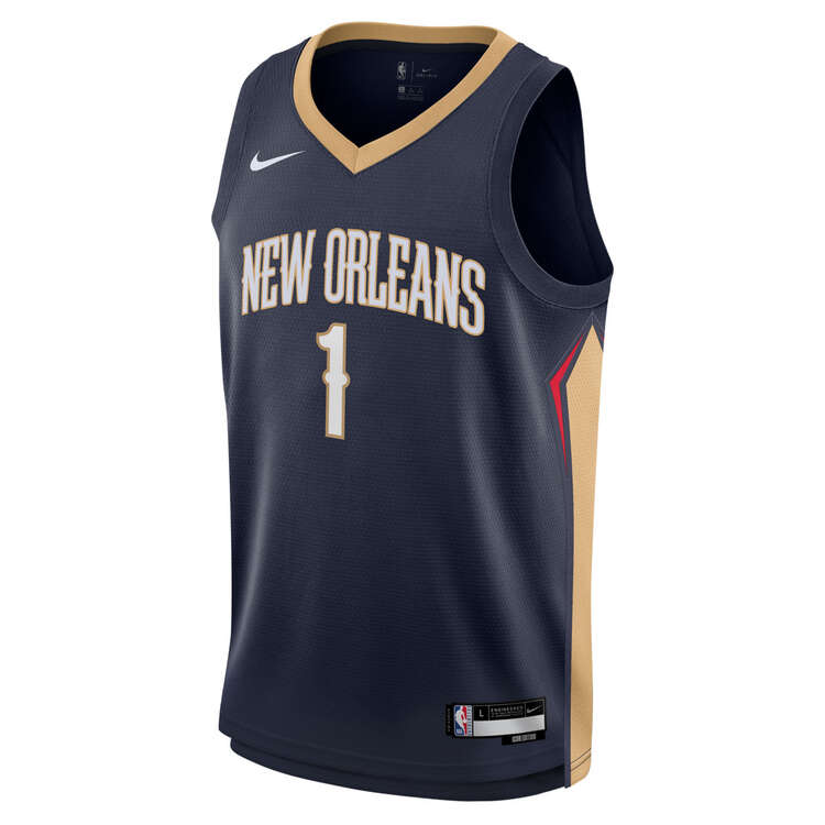 Nike Youth New Orleans Pelicans Zion Williamson 2023/24 Icon Basketball Jersey Navy S, Navy, rebel_hi-res