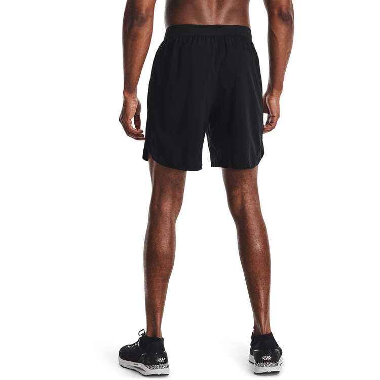 Under Armour Mens UA Launch 7-inch Running Shorts, Black/Reflective, rebel_hi-res