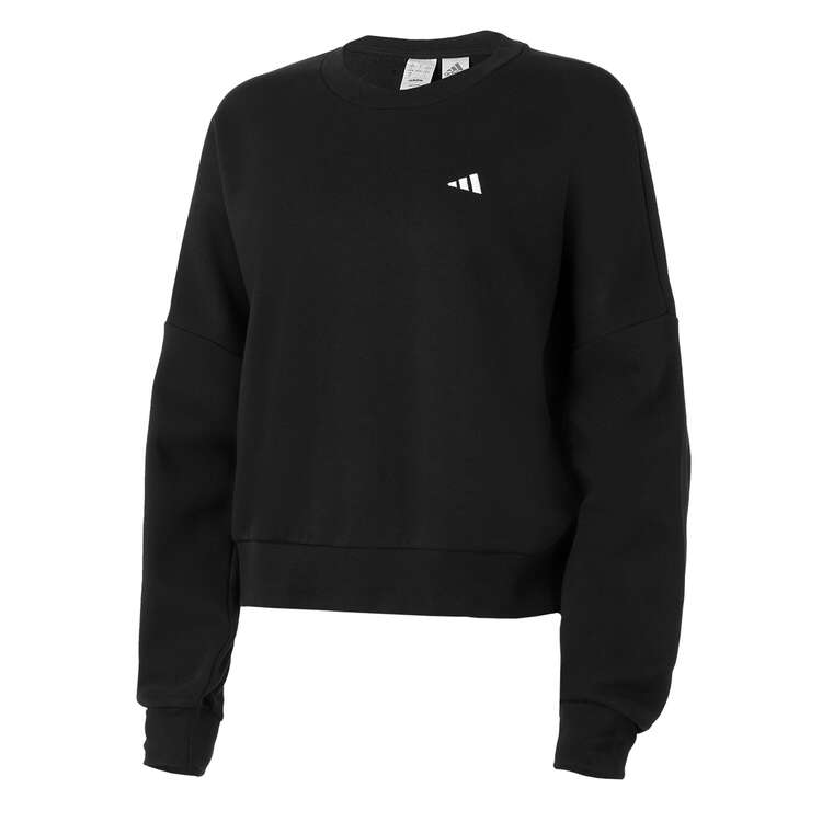 adidas Womens Essentials Small Logo Feel Cozy Sweatshirt, Black, rebel_hi-res