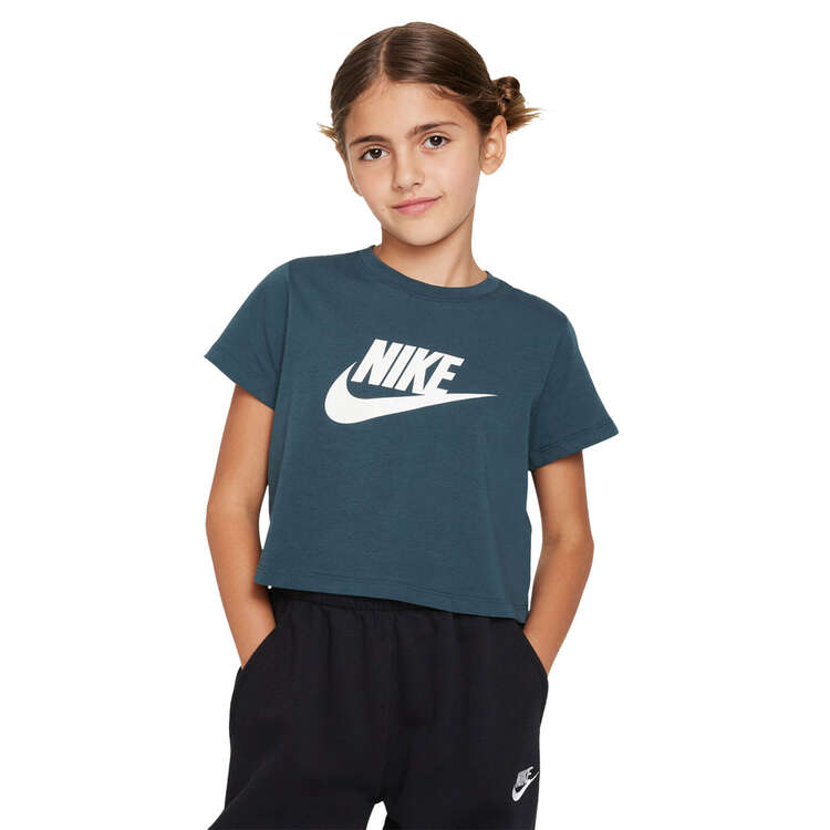 Nike Girls Sportswear Futura Cropped Tee, Green, rebel_hi-res