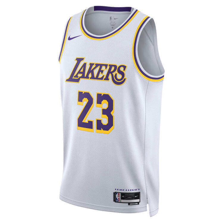 Los Angeles Lakers LeBron James Mens Association Edition 2023/24 Basketball Jersey White S, White, rebel_hi-res