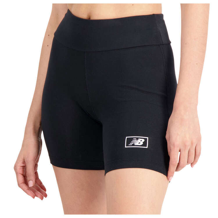 New Balance Womens Essentials Cotton Spandex Fitted Shorts, Black, rebel_hi-res
