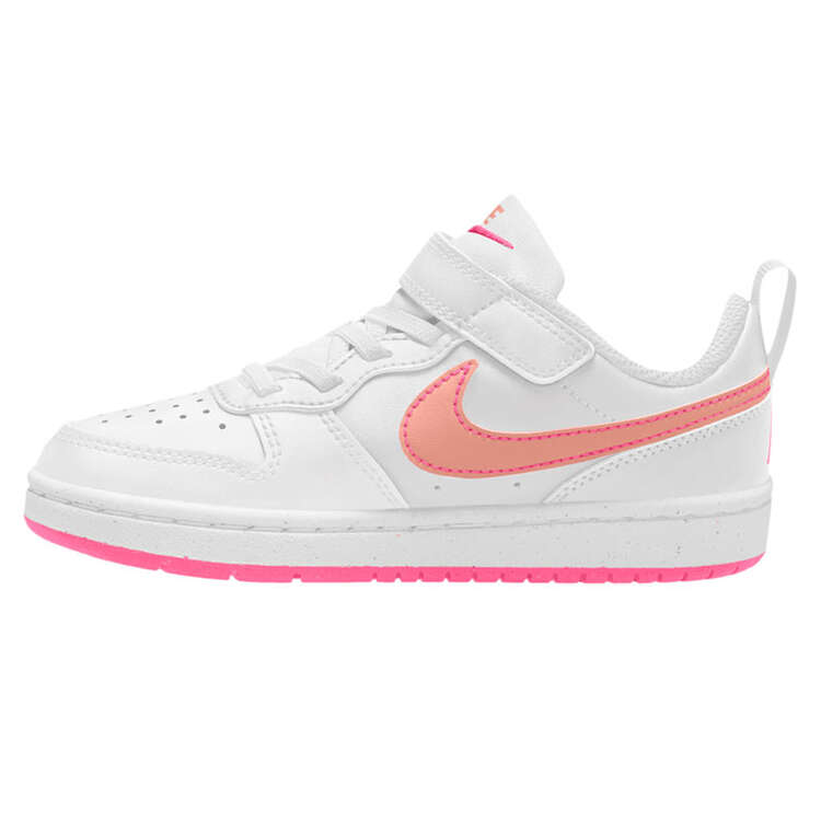Nike Court Borough Low Recraft PS Kids Casual Shoes, White/Orange, rebel_hi-res