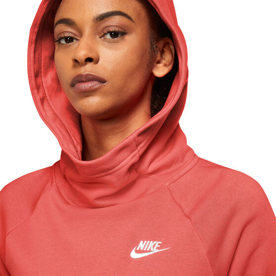 Nike Womens Sportswear Essential Funnel Neck Hoodie Red XS, Red, rebel_hi-res