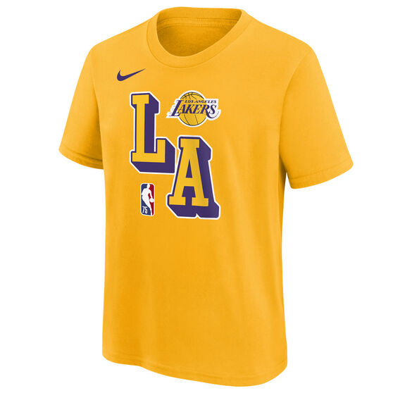 Nike Los Angeles Lakers Kids 3D Block Tee, Yellow, rebel_hi-res