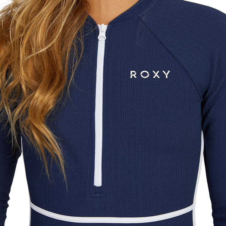 Roxy Womens Lakana Rib Onesie Swimsuit Navy/White XL, Navy/White, rebel_hi-res