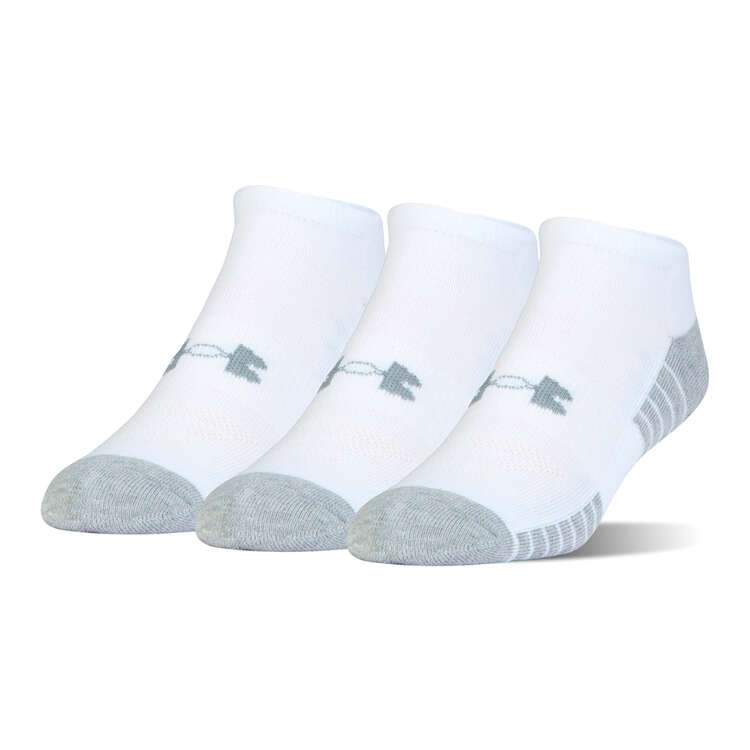Under Armour Adults HeatGear No Show Socks 3 Pack, White, rebel_hi-res