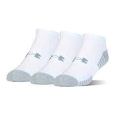 Under Armour Adults HeatGear No Show Socks 3 Pack White M, White, rebel_hi-res