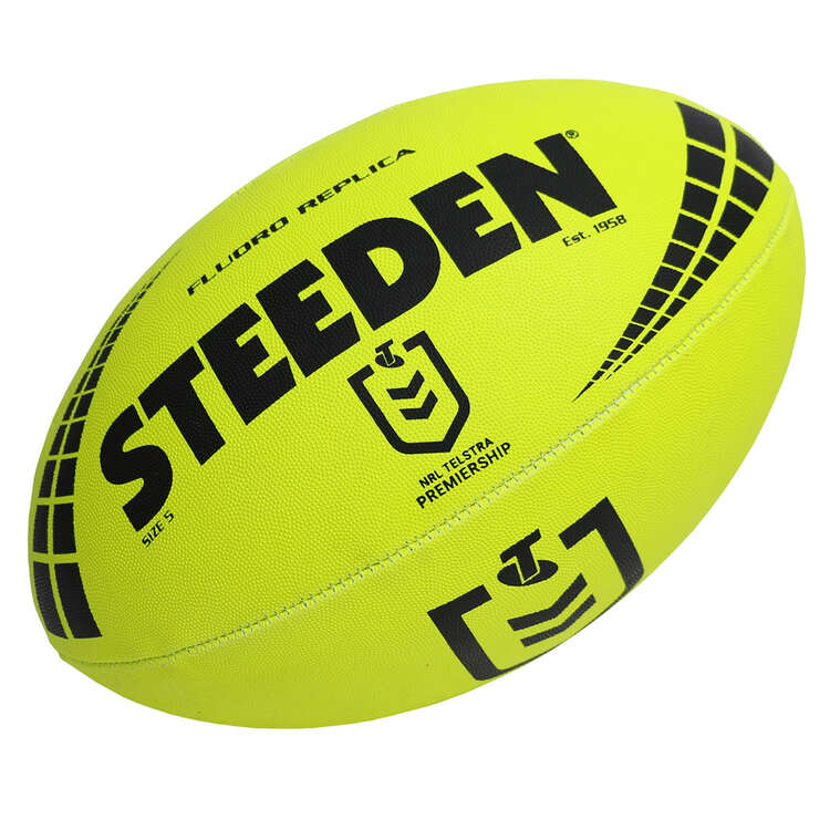 Steeden NRL Premiership Fluro Replica Rugby League Ball, , rebel_hi-res