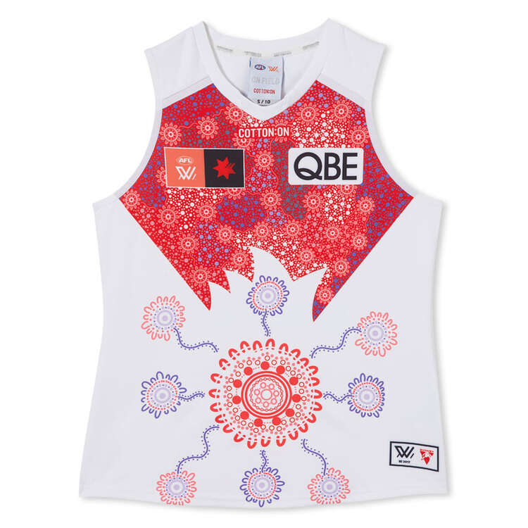 Sydney Swans 2023 Womens Season 8 AFLW Indigenous Guernsey Red/White XS, Red/White, rebel_hi-res