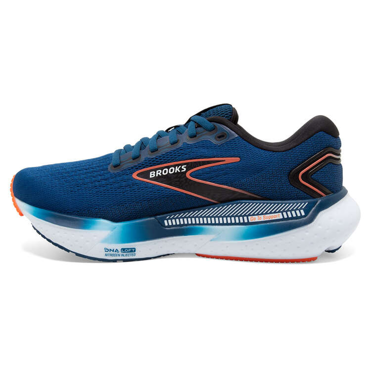 Brooks Glycerin GTS 21 Mens Running Shoes, Blue/Orange, rebel_hi-res
