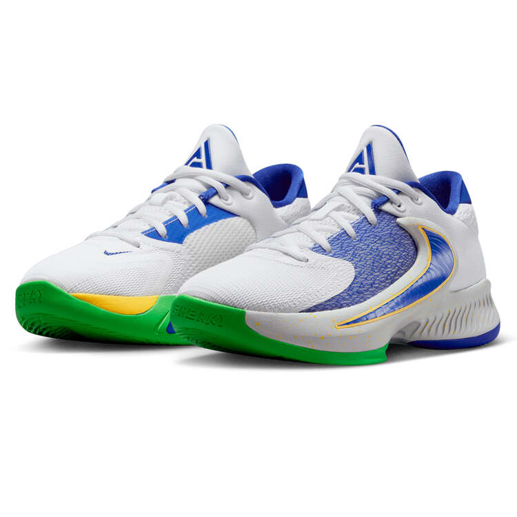 Nike Freak 4 GS Kids Basketball Shoes, White/Blue, rebel_hi-res