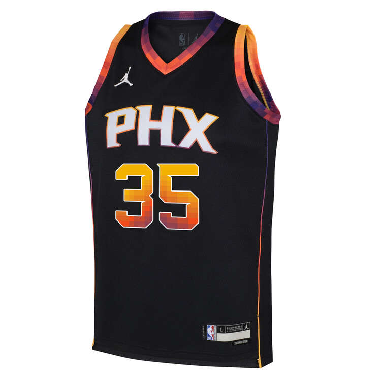 Jordan Youth Phoenix Suns Kevin Durant 2023/24 Statement Basketball Jersey Black S, Black, rebel_hi-res