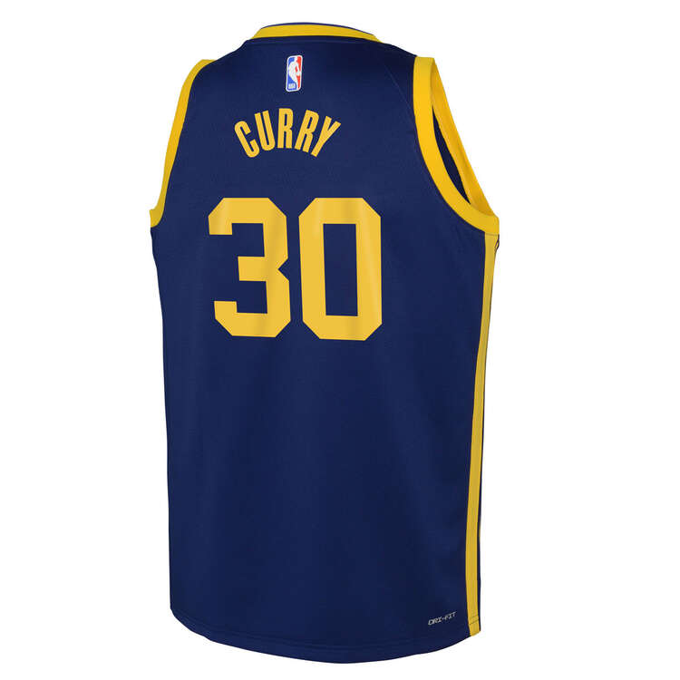 Jordan Youth Golden State Warriors Steph Curry 2023/24 Statement Basketball Jersey, Blue, rebel_hi-res