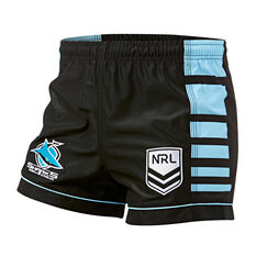 Cronulla-Sutherland Sharks Mens Home Supporter Shorts, Black / Blue, rebel_hi-res