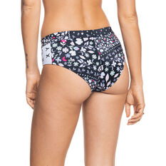 Roxy Womens Fitness Patchwork Shorty Swim Briefs Anthracite XS, Anthracite, rebel_hi-res
