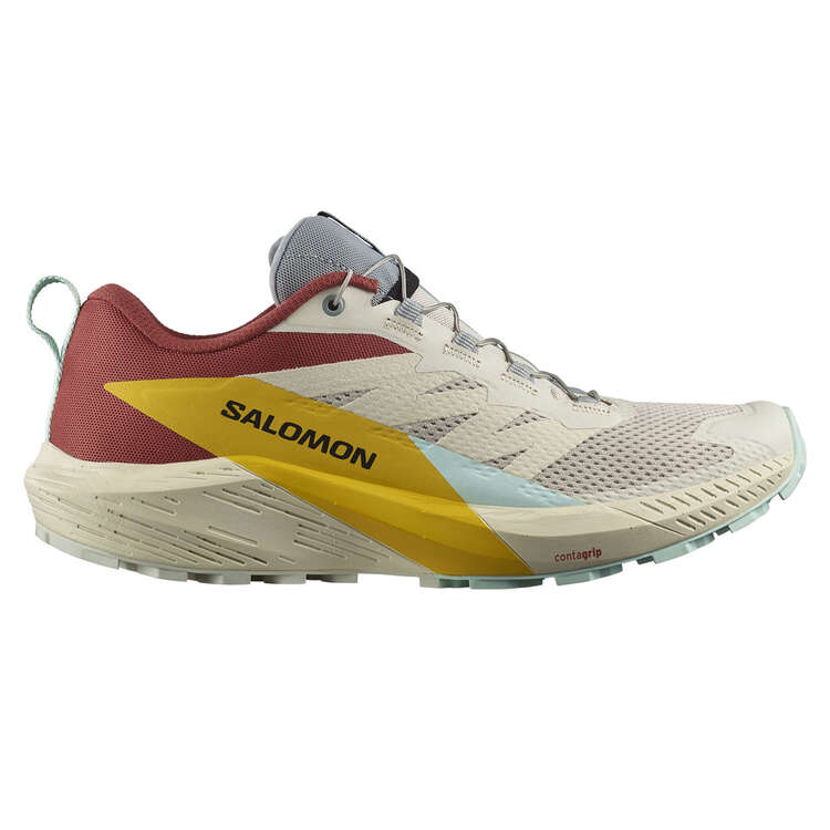 Salomon Sense Ride 5 Mens Trail Running Shoes, White/Red, rebel_hi-res
