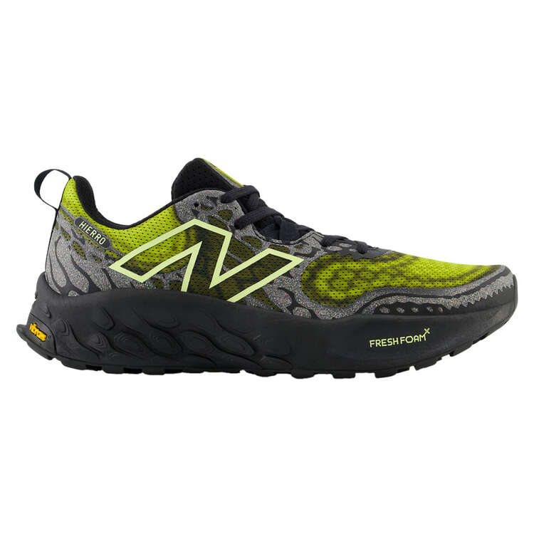 New Balance Fresh Foam X Hierro v8 Mens Trail Running Shoes, Black/Lime, rebel_hi-res