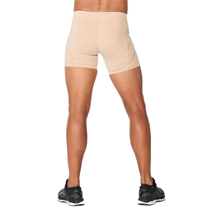 2XU Mens Compression Half Shorts, Beige, rebel_hi-res