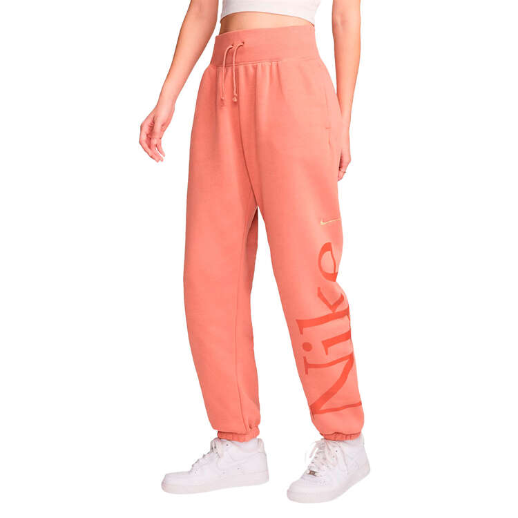 Nike Womens Sportswear Phoenix Fleece Oversized Logo Sweatpants, Brown, rebel_hi-res