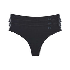 Under Armour Womens Pure Stretch Thong Briefs 3 Pack Black XS, Black, rebel_hi-res