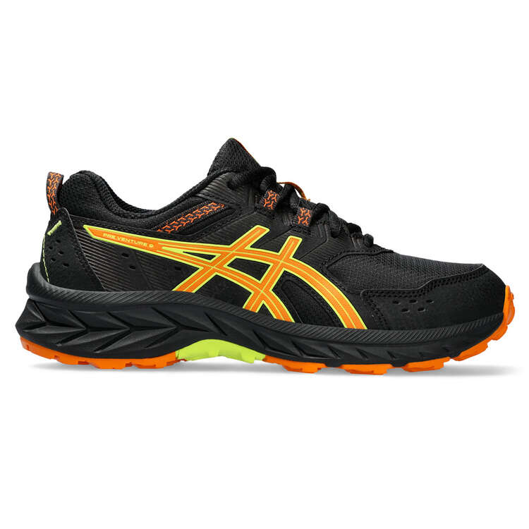 Asics GEL Venture 9 GS Kids Trail Running Shoes Black/Orange US 1, Black/Orange, rebel_hi-res
