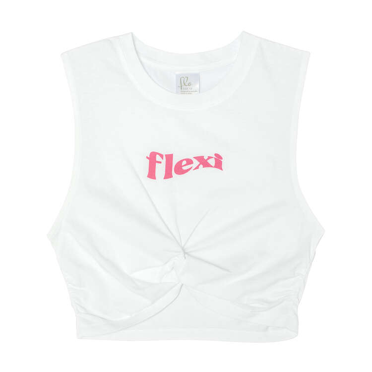 Flo Active Girls Sienna Mock Tie Tank, White, rebel_hi-res