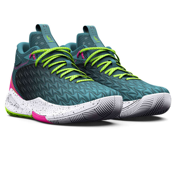 Under Armour HOVR Havoc 5 Clone Basketball Shoes, Blue/Green, rebel_hi-res